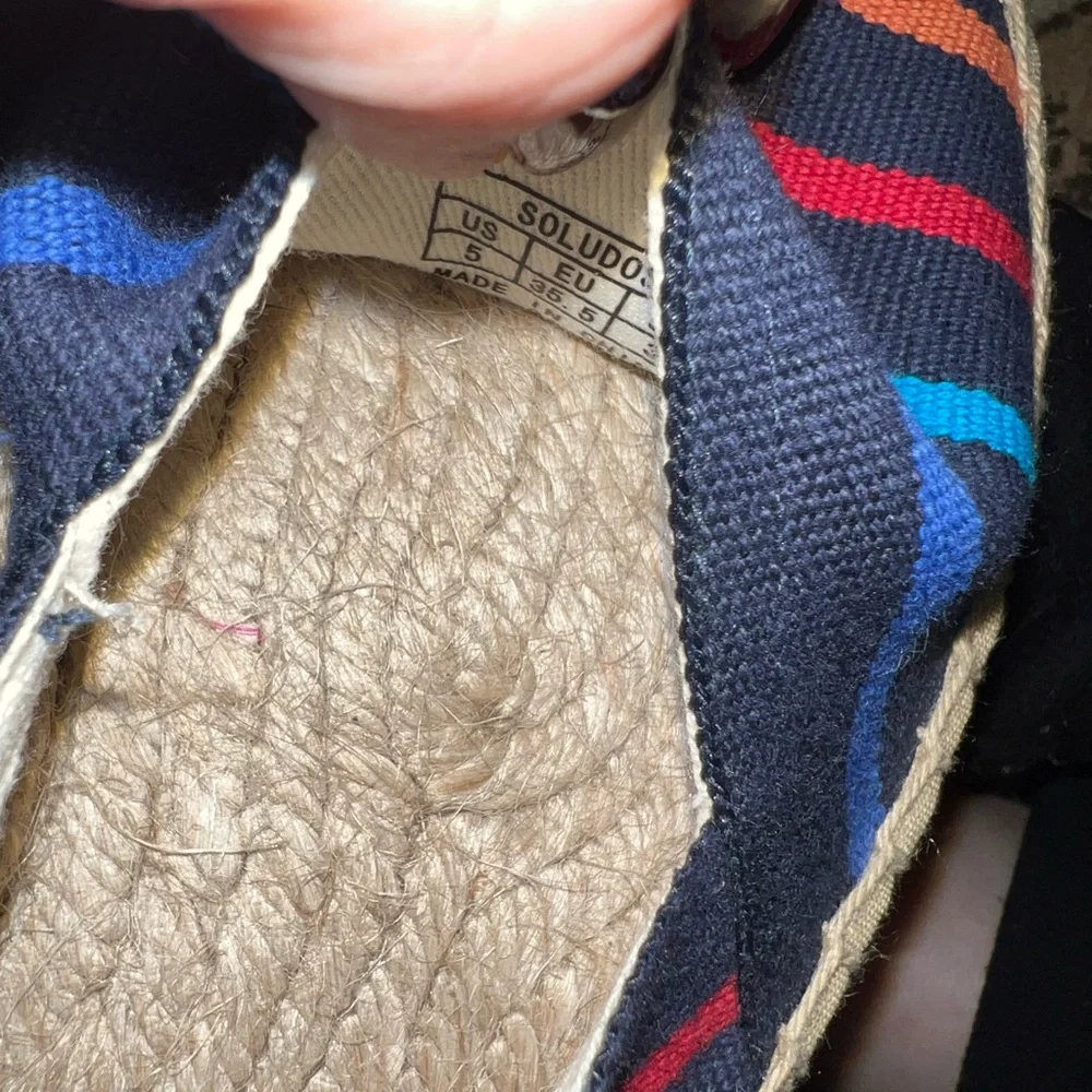 Saludos Anthropologie Flat Espadrilles Smoking Slipper Striped Multi Color Sz 5